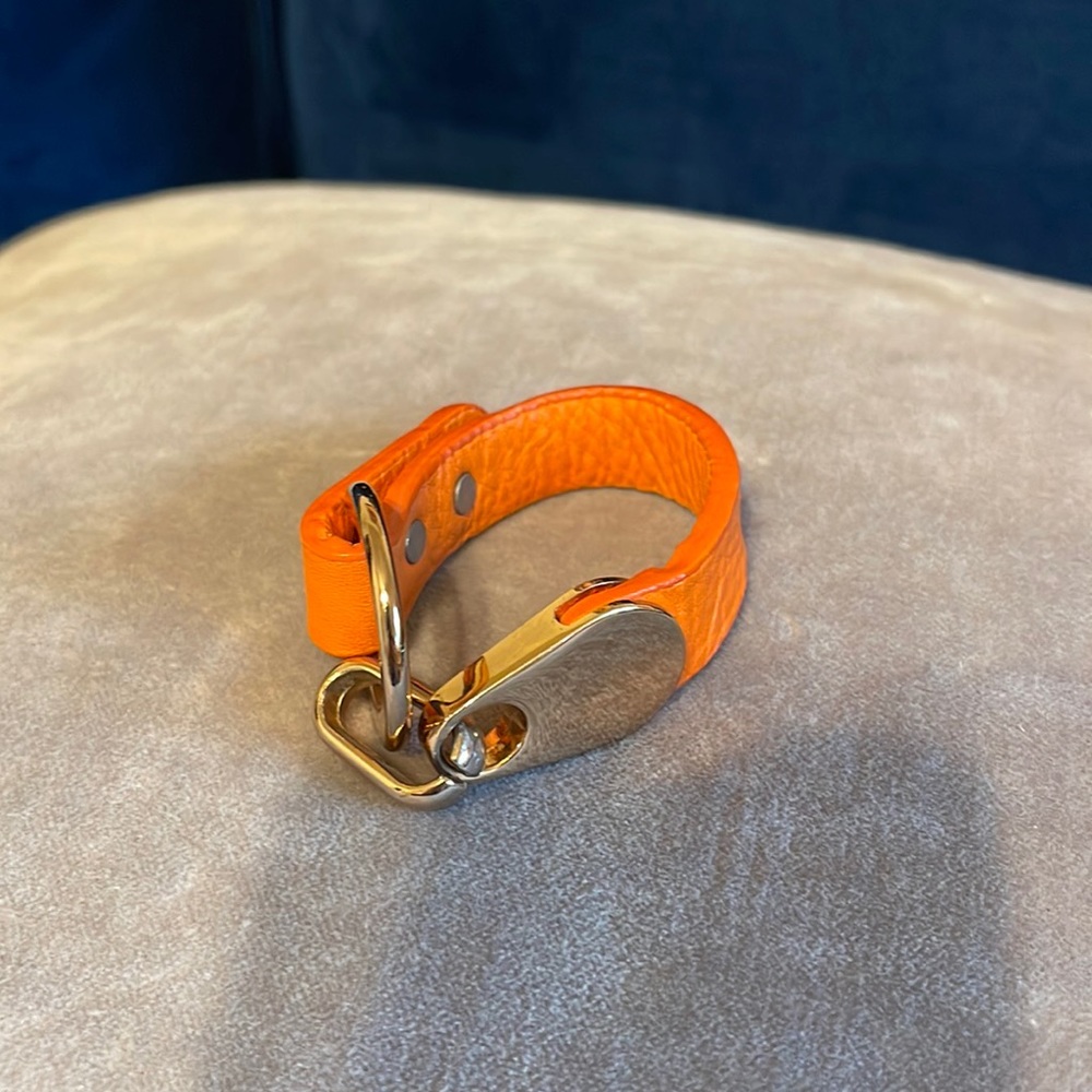 Orange leather strap bracelet